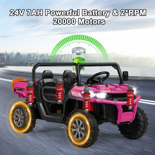 24V Kids Ride On Dump Truck 2-Seater Electric Truck w/ Shovel Music Rose Red - Picture 8 of 9