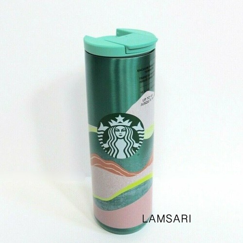 Starbucks 2020 Spring Teal Wave Insulated Flip-Top Stainless Steel Tumbler 16oz - Bild 1 von 5