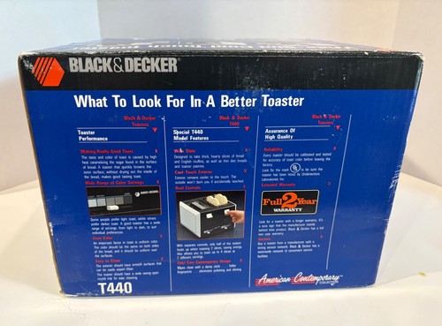 New Vintage Black And Decker T-440 Wide Slot Cool Touch Toaster NOS Sealed - Picture 3 of 3