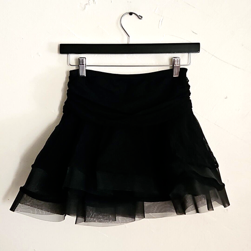 Womens Black Ballet Leotard Dance Skirt Tutu Mesh Layered Ruffled Waist XS NEW - Picture 6 of 6