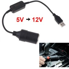 USB Male To 12V Car Cigarette Lighter Female Socket Converter Adapter Cable Cord