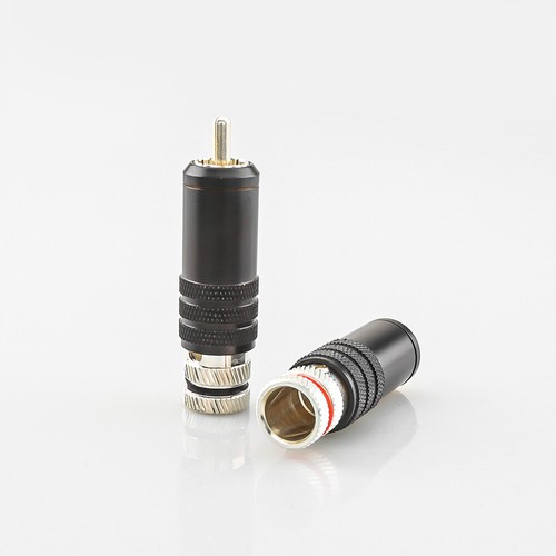 Set Of 4 HI-End Silver Plated Phono RCA PLUGS Locking RCA Connector 9mm cable - Picture 3 of 9