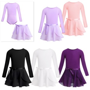 M/ädchen Ballettkleidung Set Ballettkleid Kinder mit Rock T/üt/ü R/ückenfrei Baumwolle Balletttrikot Ballettanzug Tanzkleid Tanzbody mit Spitze Schwarz Lila Rosa