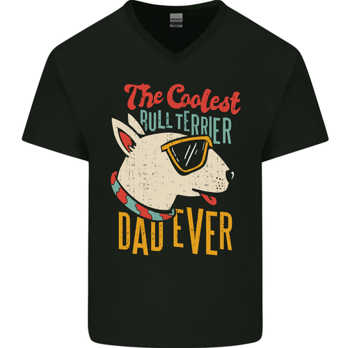 T-Shirt Bullterrier Papa lustig Väter Tag Hund Herren V-Ausschnitt Baumwolle - Bild 3 von 3