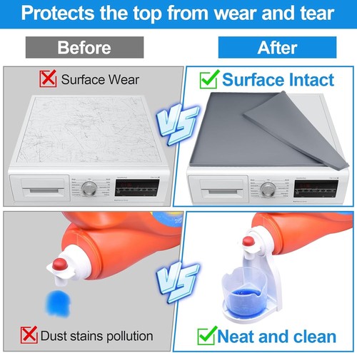 2PCS Washer and Dryer Covers Silicone Top Protector Mat for Laundry Kitchen Home - Picture 6 of 7