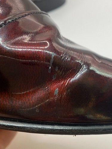 Sanders Paul Shoes Patent Leather Burgundy Loafer Slip Ons Size 8.5 Made England - Picture 15 of 24