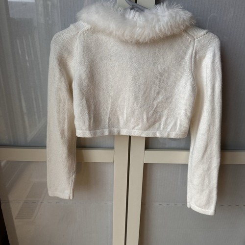 Janie And Jack Girls Sz 3 Cream Shrug With Fur Collar Christmas Formal Holiday - Picture 3 of 5