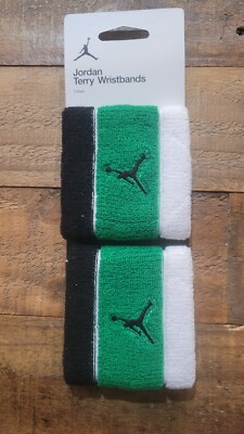 Brand New Unisex NIKE AIR JORDAN JUMPAN Logo Terrycloth Wristbands Black & Green