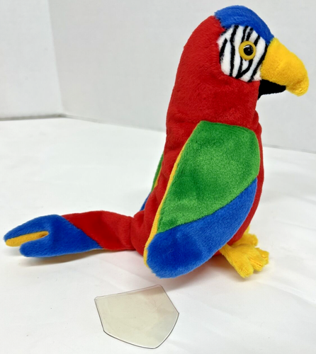 New w/ Heart Tag Ty 4197 Beanie Baby Jabber The Parrot Tropical Bird with Errors - Picture 9 of 10
