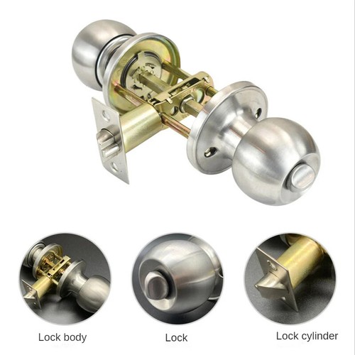 Stainless Steel Round Privacy Ball Door Knobs Handle Entrance Lock With 3 Keys - Afbeelding 1 van 11