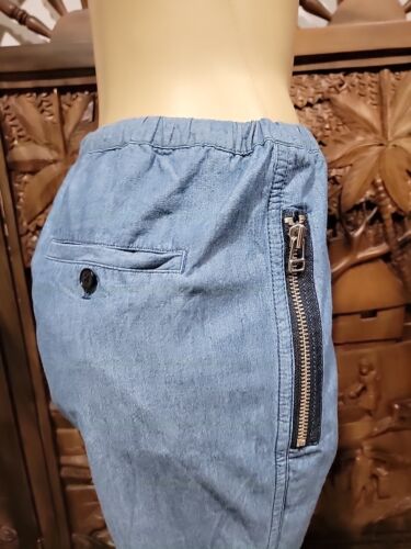 PHILLIP LIM 3.1 S Cuffed Women's S Pants Drawstring Zip Pocket Blue Chambray #5 - Picture 2 of 14