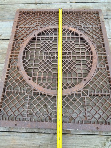 Antique Homer Cast Iron Grate Return Floor Vent Ornate Design Some Damage  - Picture 12 of 22