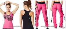Zumba 2Pc.Set! ZUMBA'S "Top of the Line" CARGO PANTS & SAFARI RACERBACK Top TanK