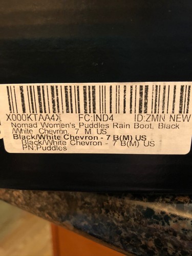 Nomad Footwear Women's Puddles Rain Boot, Black//White Chevron, Size 7.0 - Picture 9 of 10