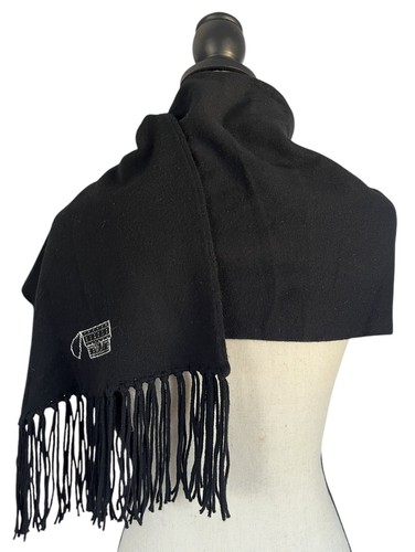 CHANEL Black Cashmere Fringed Shawl/Wrap with House & Purse Design CC Rhinestone - Picture 6 of 11