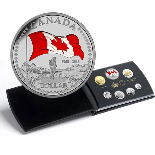 2015 Canadian Fine Silver Dollar Proof Set 50th Anniversary of the Canadian Flag