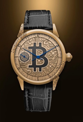 Reloj mecánico para hombre con esfera dorada Bitcoin - Reloj pulsera manual de lujo - Imagen 2 de 6