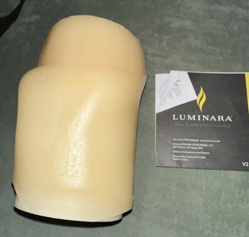 NEW - Luminara 3.5" x 5" Candle Vanilla Scented Pillar Real Flame Effect Ivory - Picture 11 of 14