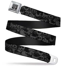 Gray Skull Pattern BD Logo Seatbelt Buckle Belt Official Licensed REGULAR SIZE