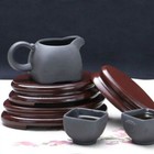 Oval Wooden Pedestal Incense Burner Teapot Base Display Stand Serving Tray