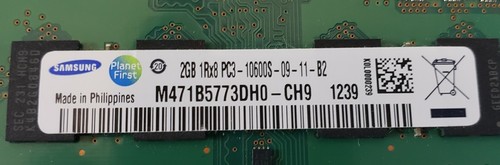 Samsung M471B5773DH0-CH9 2GB Ram 1Rx8 PC3-10600S-09-11-B2 2 Modules 4GB Total - Picture 2 of 2