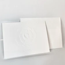 CHANEL White Camellia Flower Greeting Card Notecard Stationery Blank w/Envelope