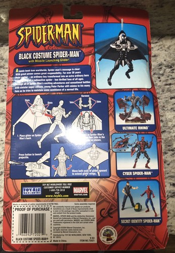 Toy Biz Marvel Spider-Man Classics schwarz Kostüm Rakete Start Glider - Bild 3 von 3