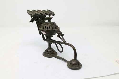 Antique Old Brass Rare Garuda Engraved Hindu Temple Worship Oil Lamp Diya NH6279 - Picture 3 of 12