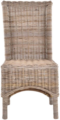 Rattan Esszimmerstuhl hohe Rückenlehne Rattanstuhl Korbstuhl (Grau Natur) - Bild 2 von 9