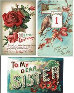 3 vintage embossed postcards printed in Germany