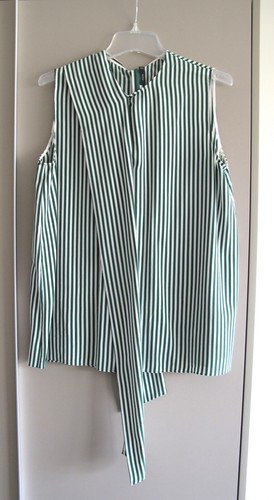 Joseph Pussy-bow Green striped silk blouse Size FR