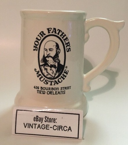 YOUR FATHER'S MUSTACHE Vintage Ceramic Mug / Beer Stein New Orleans *EXCELLENT* - Picture 2 of 12