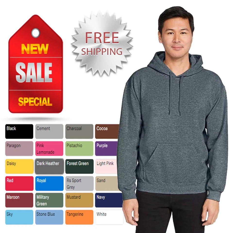 Gildan Men Softstyle Cotton Blend Hooded Sweatshirt Sizes S-5XL SF500