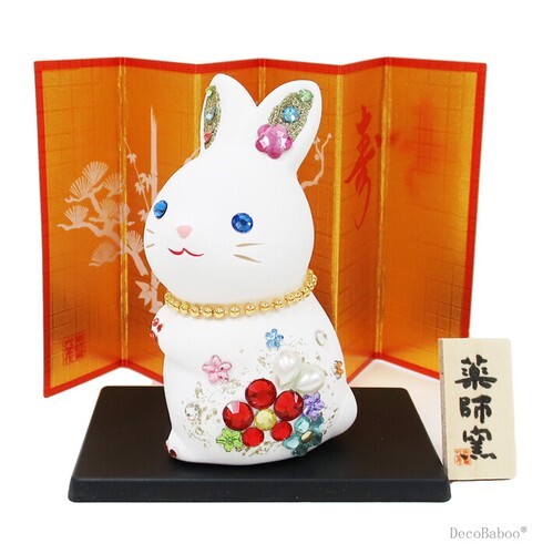 2023 Tierkreis Kaninchen Deko KiraKira Cawaii Usagi japanische Keramikpuppe Japan - Bild 2 von 5