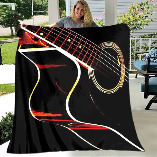 Musik Noten Gitarre Muster Flanell Decke - Bild 34 von 44