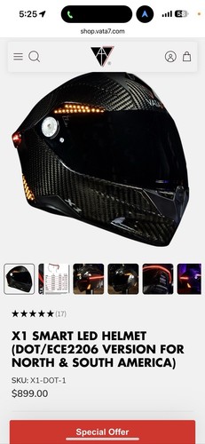 Motorcycle Helmet Vata 7 X1 Size Small - Picture 1 of 4