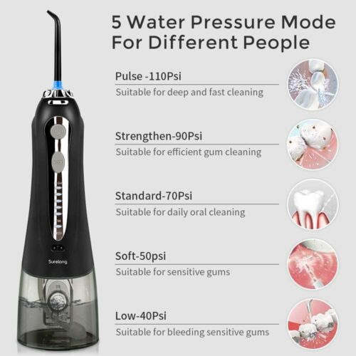 Flosser Acqua Senza Fili 350ML Irrigatore Orale Dentale Ricaricabile 5 Modalità di Pulizia - Foto 2 di 16