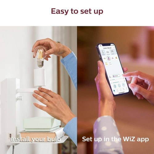 4 Pack PHILIPS WiZ G16.5 Smart LED Bulb 40W Eq Tunable White 2700K Edison - Picture 5 of 8
