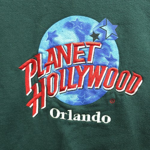 Vintage Planet Hollywood Orlando Medium Green Crewneck Sweatshirt Made In USA - Picture 2 of 8