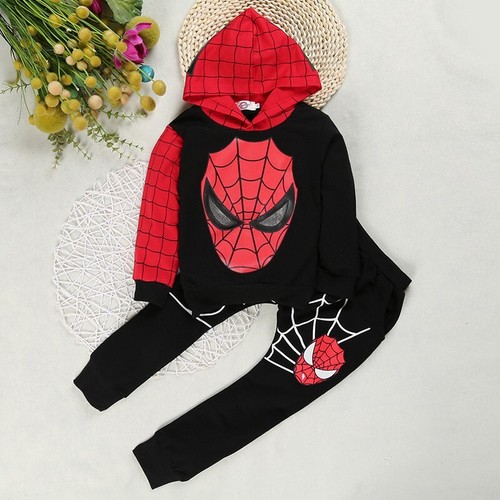 2Pcs Boys Fall Outfits, Hoodie spider man Sweatshirt + Pants Clothes Set - Picture 8 of 10
