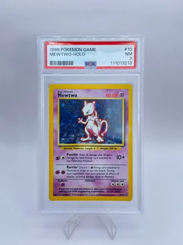 1999 Pokémon TCG Mewtwo Base Set Holo Unlimited Holo Rare Card 10/102 PSA 7