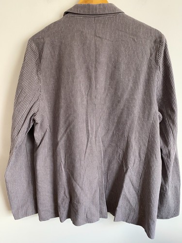 Capture Linen Blazer Jacket Womens Plus Sz 18 Grey Striped Collared Long Sleeve - Picture 7 of 15