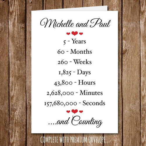 Personalised ANNIVERSARY Card Wedding Engagement Seconds Years wife husband 135 - Picture 6 of 10