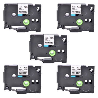 5PK Black on White 12mm Label Tape Compatible for Brother TZe 231 P-Touch 26.2ft 738635372475 | eBay