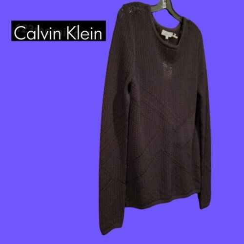 Calvin Klein NEW Geometric Crochet-Mesh Semi-Sheer Sweater Top M - Picture 6 of 12