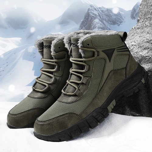 Stivaletti uomo plateau antiscivolo tenere al caldo stivali da neve impermeabili scarpe da lavoro - Foto 19 di 27