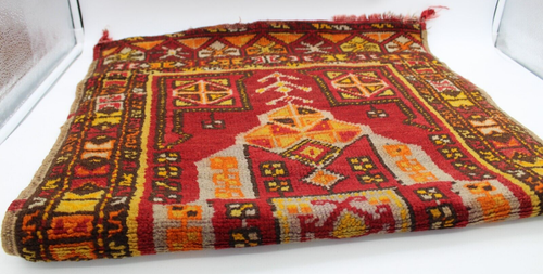 Vintage türkischer anatolischer Stil Wollteppich Rot & Gold 24" x 42"/2' x 3,5' - Bild 7 von 10