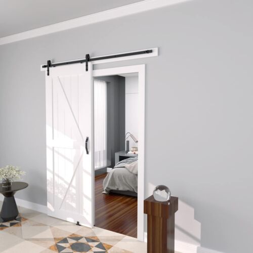 1.83M/4M Sliding Barn Door Hardware Track Set Roller Kit Antique Classic Bedroom - Picture 2 of 21