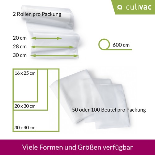 culivac Vakuumierbeutel Vakuumbeutel Folienbeutel Struktur Sous vide 16/20/30cm - Bild 11 von 42