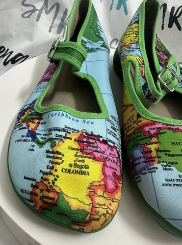 Hot Chocolate Design Chocolaticas MAPS Mary Jane Flats Shoes Sz 39 US 9 EUC - Picture 4 of 12